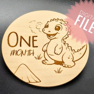 Tarjetas de hitos del bebé dinosaurio / Silueta Cricut Glowforge / Archivo de corte láser