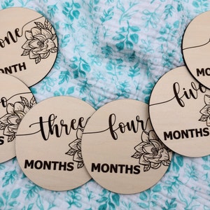 Floral Baby Milestone Rounds SVG | Glowforge Cricut Sihouette | Laser Cut File