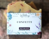 CONFETTI SOAP, confetti gift, peppermint and litsea essential oil, gift for coworker birthday, pink confetti, pink gender reveal favors