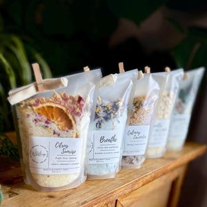 Natural Bath Salts Lavender Eucalyptus Citrus Lime Vanilla Oat Milk Botanicals Luxury Bath Soak