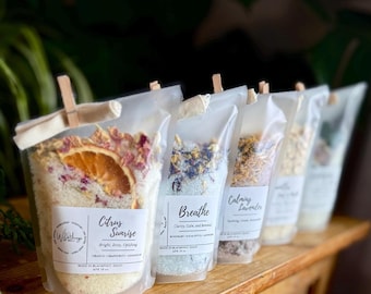 Natural Bath Salts Lavender Eucalyptus Citrus Lime Vanilla Oat Milk Botanicals Luxury Bath Soak