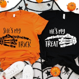 Halloween Couple Shirts, She's My Trick, He's My Treat, Trick or Treat,Couple Funny Tee,Family Matching Shirt,Matching Halloween Shirts