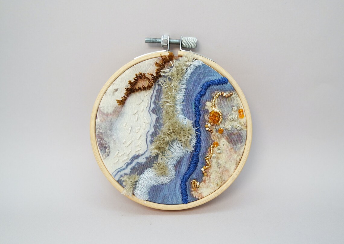 Coral embroidery coral 002 textile art seascape  etsy Coral embroidery coral 002 textile art seascape  etsy