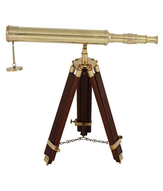 Details about   FatherDay Wooden Adjustable Tripod Telescope Brass Lens Victorian Navy Telesc 