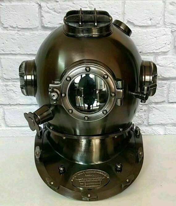 Antique Boston Diving helmet ~Mark V Navy Morse Vintage Divers Scuba Helmet 18" 