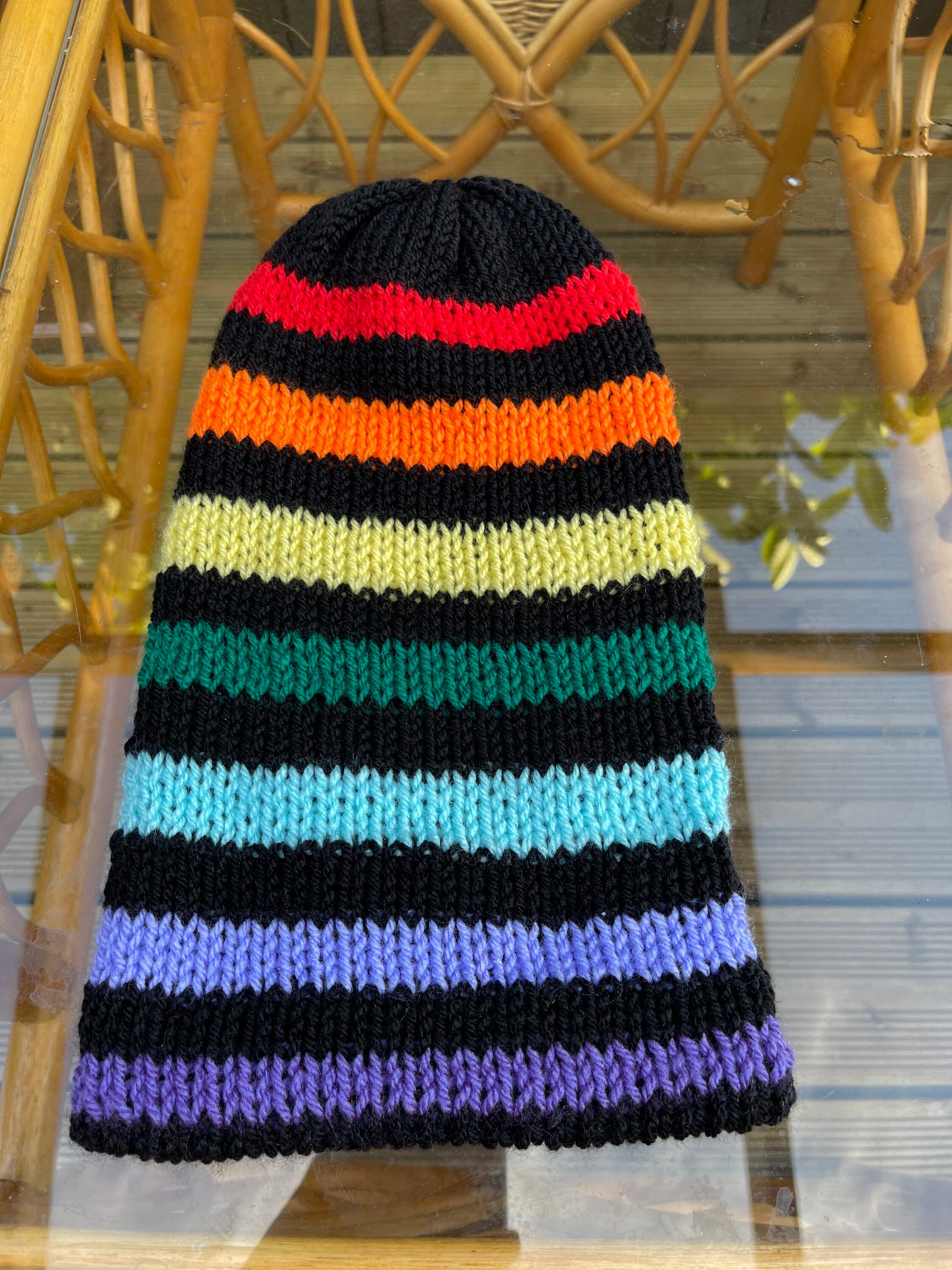 Rainbow knitted hat Etsy