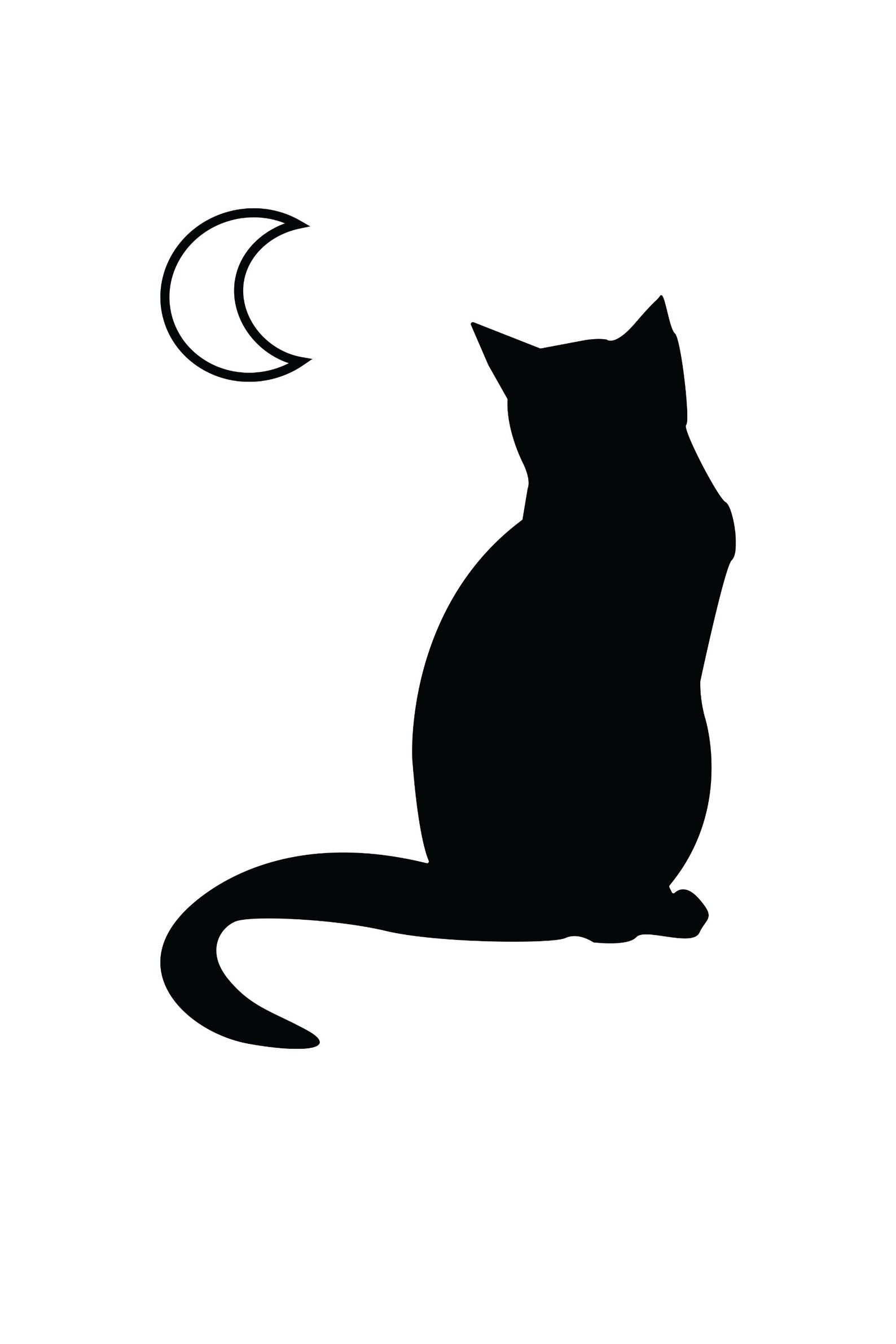 Black Cat and Crescent Moon Cute Witchy Art Poster | Etsy