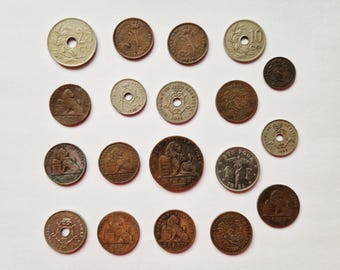 ベルギー貨幣セット：1910-1935年 アルベール1世 フラン＆サンチーム