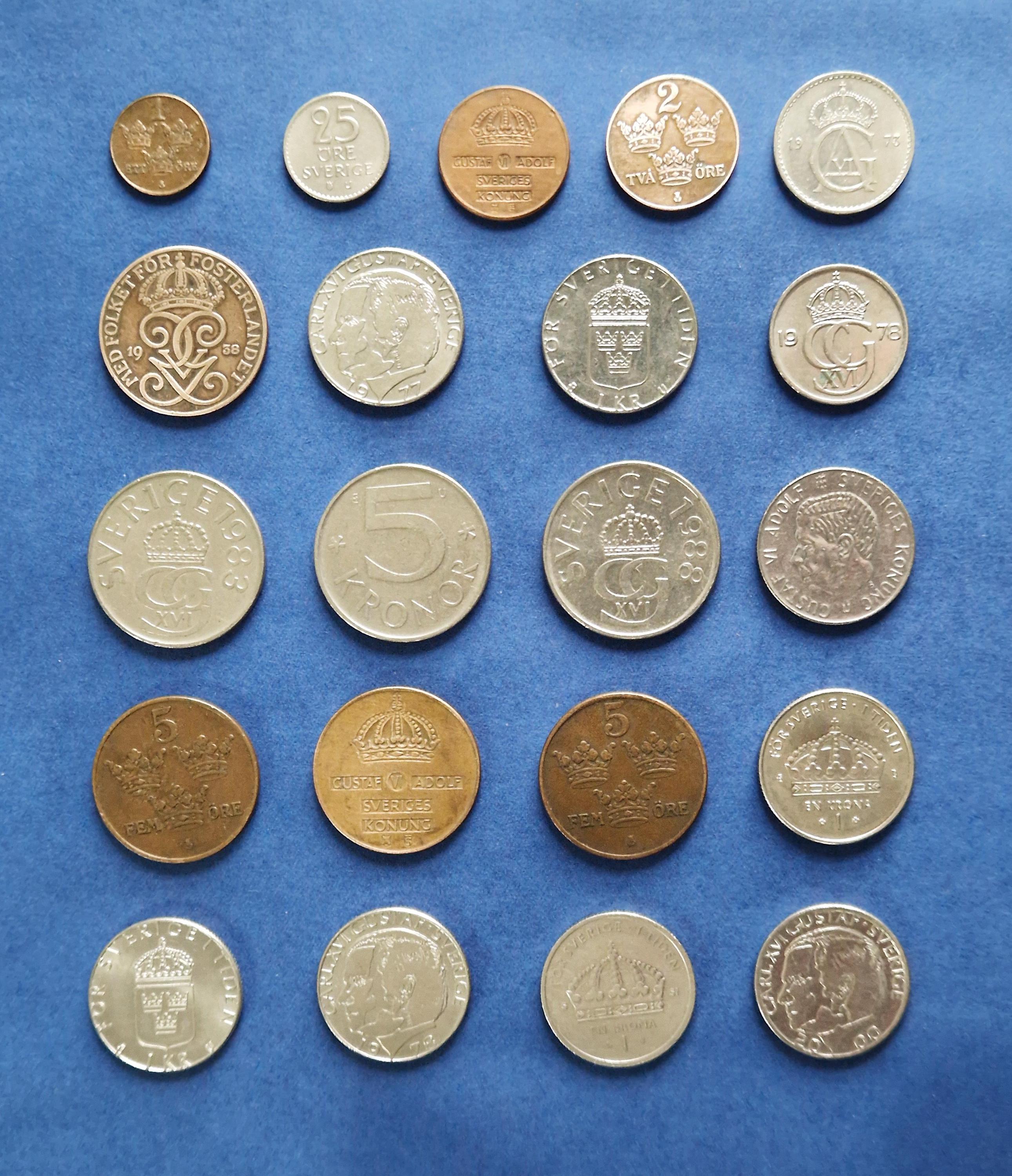 スウェーデン硬貨コレクション 1930年～2001年（ロット182） - Etsy 日本