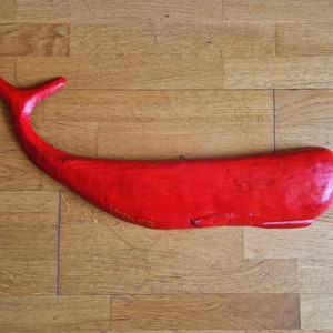 Grande Baleia para Parede (Papel Machê - Vermelho)