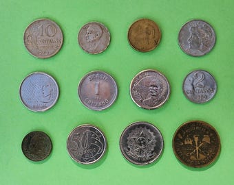 ブラジル旧貨幣コレクションセット レザークラフト金具のコイン / ブラジル / 25センタボ / 25mm