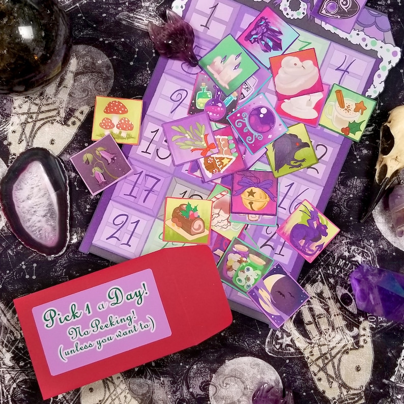 Goth Witch Advent Calendar 25 Stickers Total Christmas Etsy