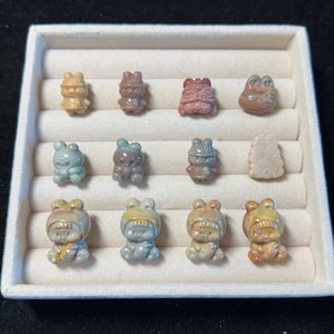 RABBIT Alashan Agate Bead Charms | Natural Stone Beads, Mixed Colors & Styles | DIY Jewelry Supplies