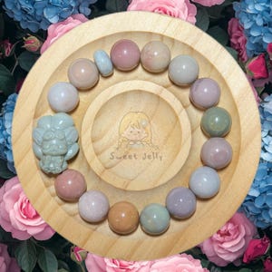 11mm Alashan Agate Beads Women Bracelet with Fox Charm | Gemstone | Natural Stone | Handmade Jewelry | DIY Bracelet | Gifts for Her