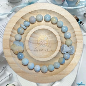 Blue Alashan Agate Bracelet with Charm | Gemstone | Handmade Bracelet | DIY Bracelet | Gifts for Her