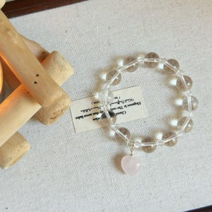 Bracelet design en cristal de quartz transparent de 12 mm | Cadeau pour elle | Bijoux en pierres précieuses | Bracelet en cristal fait main