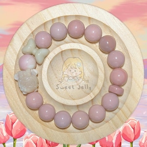 Milky Pink Alashan Agate Bracelet with Minnie charm | Gemstone Jewelry | Handmade Bracelet | DIY Bracelet | Gift for Her