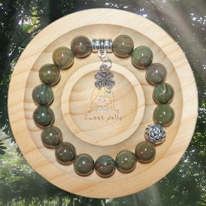 Green Forest Alashan Agate Beads Women Bracelet | Gemstone Jewelry | Handmade Bracelet | Gift for Her
