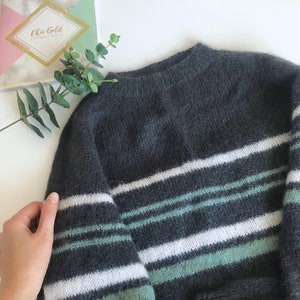Striped Mohair Sweater Mohair Knit Sweater Mohair Sweater Handknit Mohair Sweater Cable knit sweater Womens Mohair Sweater Wool Pullover