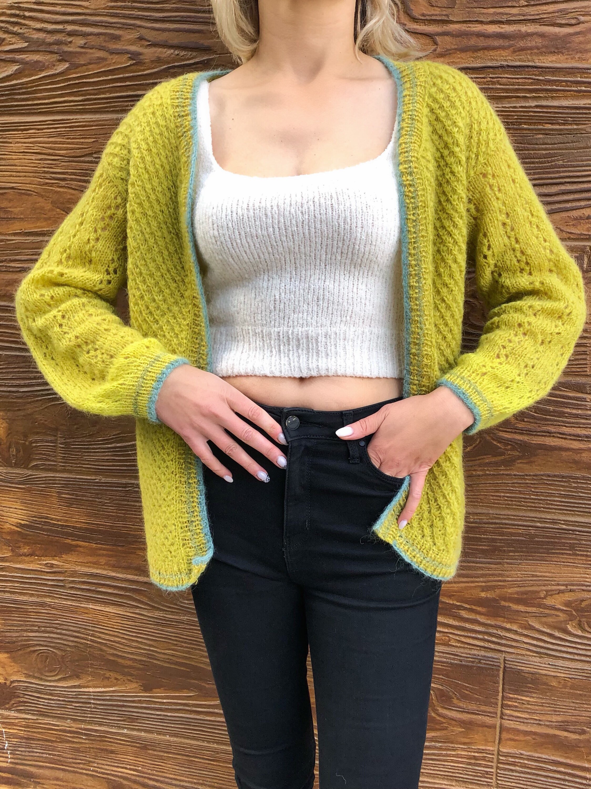 Mohair Cardigan Women Cable Knit Cardigan Handmade Cardigan Open