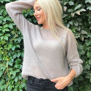 Olive green sweaters Oversized jumper Chunky knit sweater women for women Mohair Jumper Easy knit pullover Crew neck Cable knit jumper