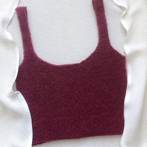 Knit crop top Retro crop top Cropped vest Going out top Custom crop top Vest crop top Feminist tank top Burgundy top Knit Halter Top