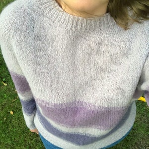 Alpaca Mauve Cable knit sweater Dusty Lavender Sweater Purple Jumper Lilac Striped Knit Sweater Pastel Wool Sweater Ombre sweater