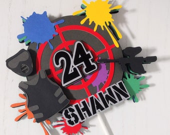 Paintball Cake Topper, Paintballing Cake Topper, Paintball Birthday Party, Paintball Party, Splattered Paint Label