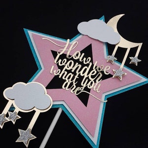 How We Wonder What You Are Party Decorations twinkle twinkle little star Gender Reveal Cake Topper topper