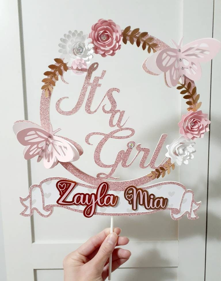 It's a girl personalized cake topper custom babyshower | Etsy