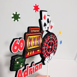 Casino Theme Cake Topper, Poker Cake Topper, Personalized Birthday Cake ...