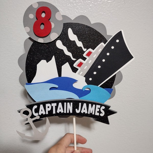 Titanic Cake Topper, Personalized Cake Topper, Party Decorations, custom cake toppers, ship, sinking ship