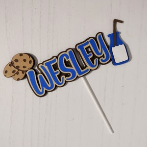 Cookie and Milk Cake Topper, Cookie Monster inspired cake topper, cookie theme smash cake, Chocolate Chip photoshoot topper