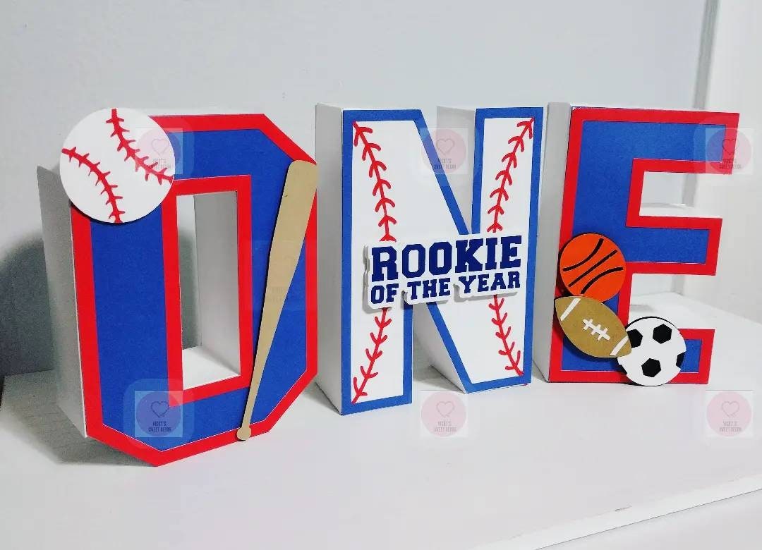 ONE Rookie of the Year Baseball Sports Theme Birthday Letters Cake ...