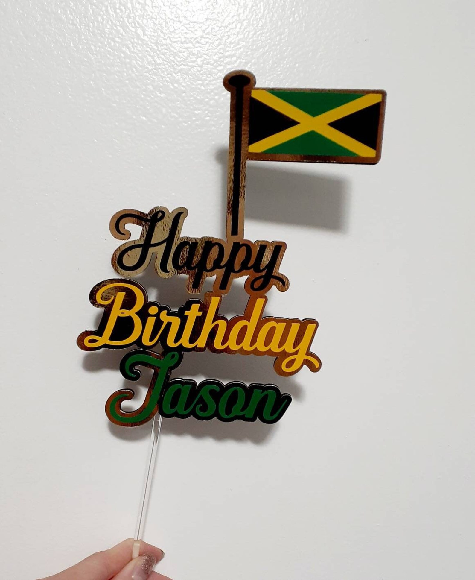 Jamaican Flag Customized Happy Birthday Cake Topper Etsy