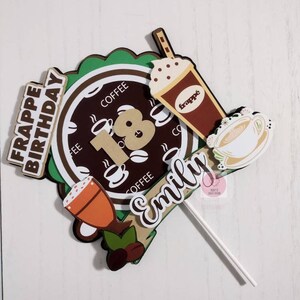 Coffee Frappe Birthday Cake Topper Coffee Party  Birthday Teen Birthday Cappuccino Party Decorations