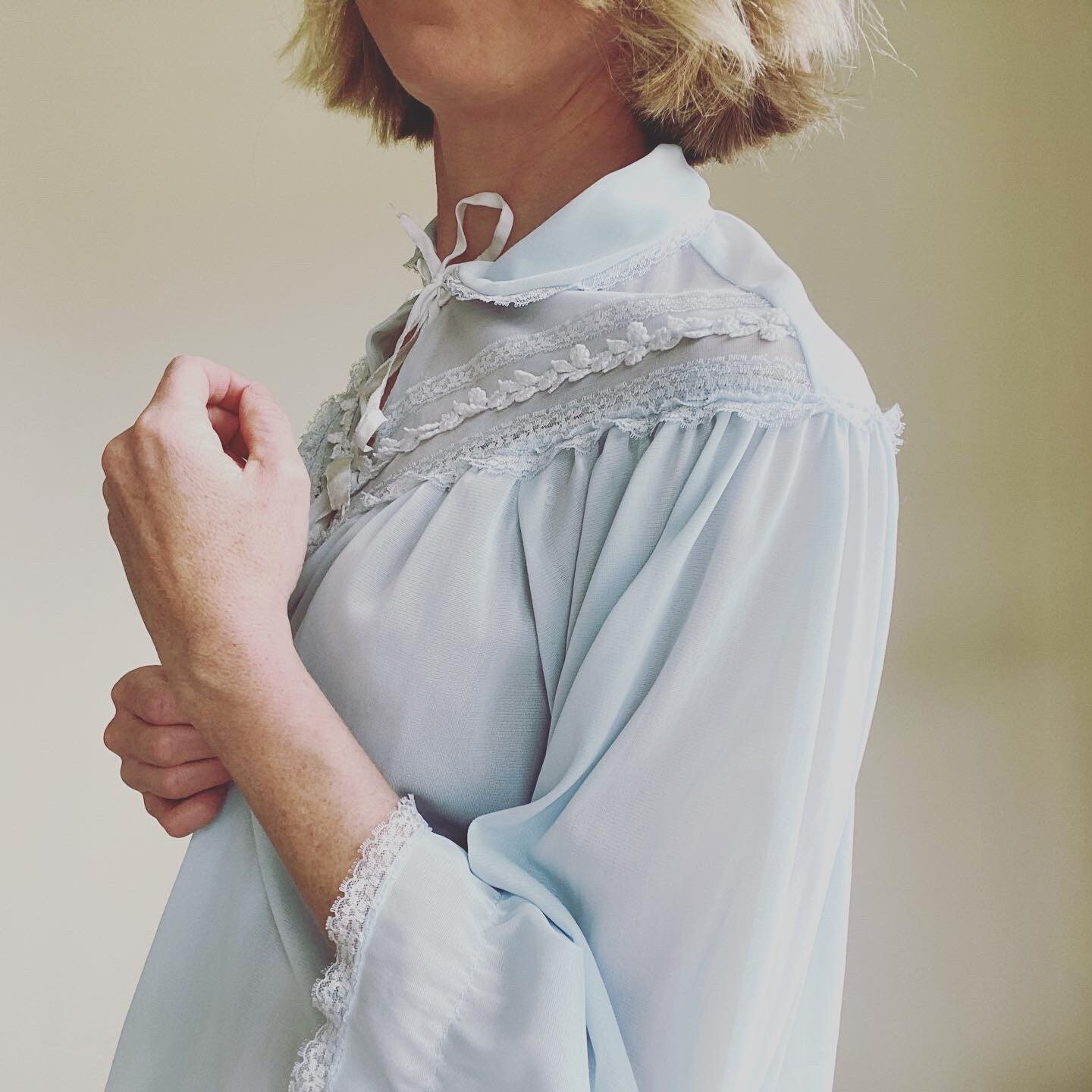 Vintage bed coat intimate sleepwear sheer lace baby blue Etsy