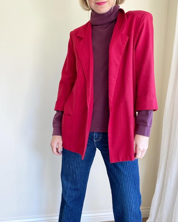 Vintage oversized blazer | red chore pocket blazer
