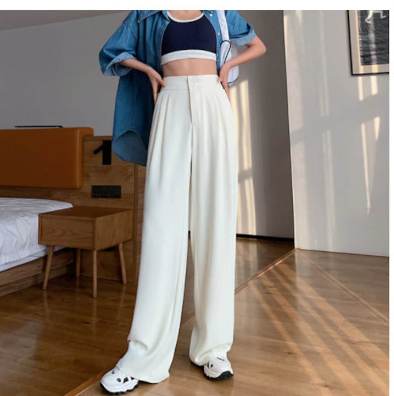 Summer Loose Casual Trousers For Women High Waist Maxi Wide Etsy