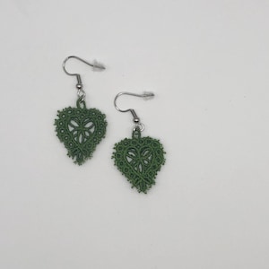Lace Heart Earrings: Embroidered Vintage Style, Stainless Steel Hooks