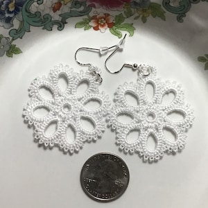 Tatted Earrings • Lace Earrings • Tatting Earrings • Dangle Earrings • Tat Earrings • Boho Earrings • Floral Earrings • Tatted Jewelry