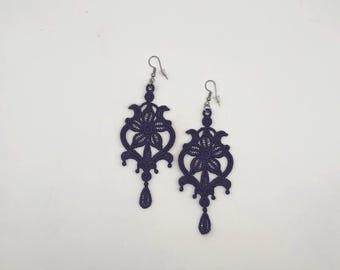 Statement Lace Dangle Earrings: Embroidered Chandelier Style