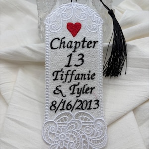 Keepsake Chapter 13 Lace Bookmark: Personalized 13th Wedding Anniversary Gift for Him or Her