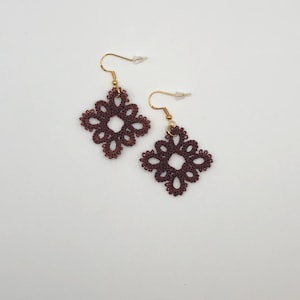 Tatted Lace Dangle Earrings: Boho Frivolite Jewelry