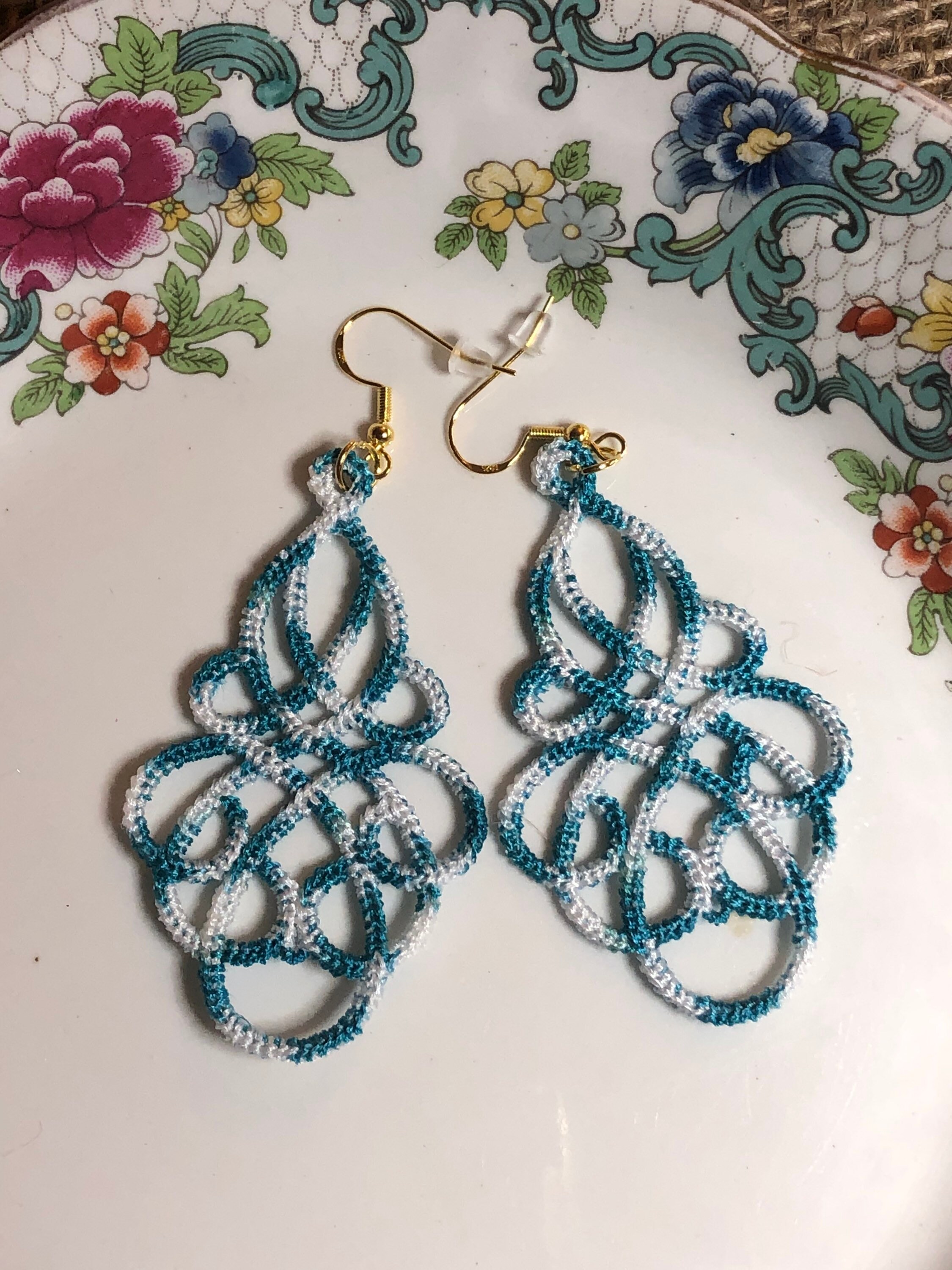 Tatted Earrings Lace Earrings Tatting Earrings Dangle Earrings Tat