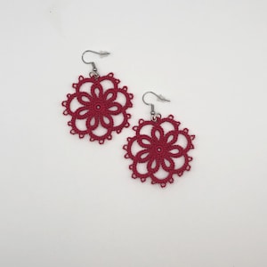 Tatted Lace Earrings: Floral Boho Dangle Earrings