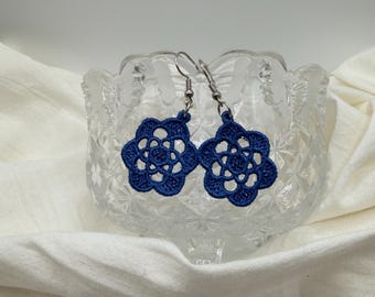 Embroidered Lace Earrings: Dainty Dangle Flower Jewelry
