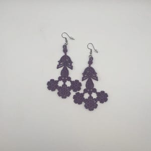 Embroidered Lace Dangle Earrings: Floral Boho Statement Earrings