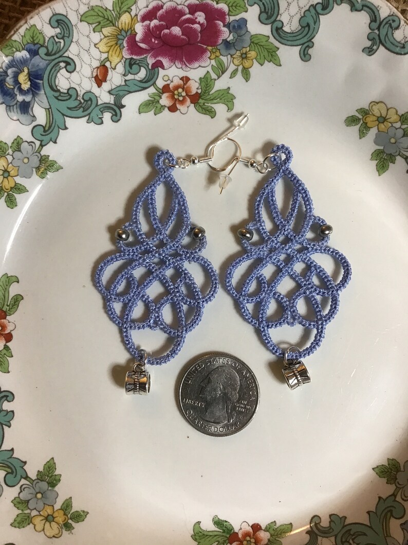Tatted Earrings Lace Earrings Tatting Earrings Dangle Earrings Tat