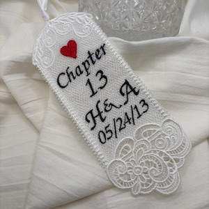 Personalized Keepsake Lace Bookmark: 13th Anniversary Gift for Her